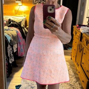 Sail to Sable Orange Diamond-Pattern Sleeveless A-Line Mini Dress.